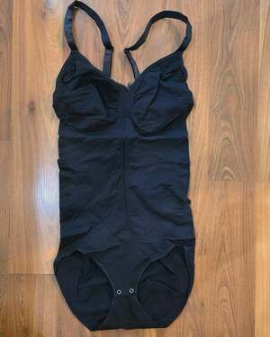 SHAPERX Zipper Thong Bodysuit Shapewear Style 5861 Black Size S/M